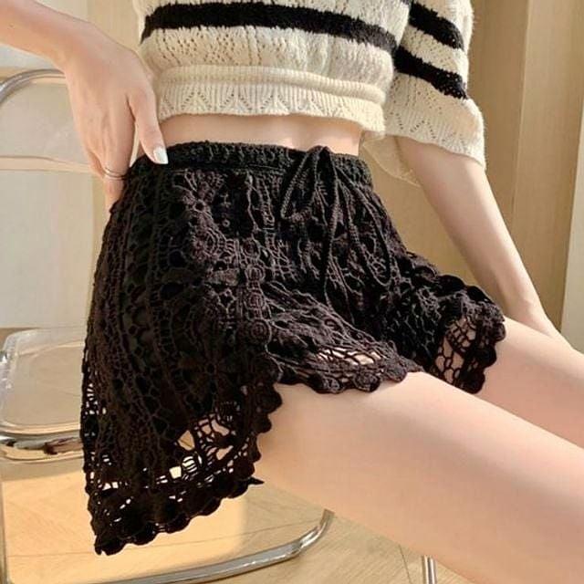 숏팬츠 여성 레이스 펀칭 아일렛 여름 반바지 3색