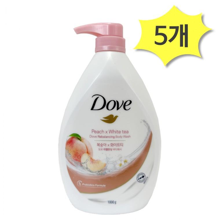 도브 화이트피치 리밸런싱 바디워시 대용량 1000ml x 5개 복숭아향 저자극
