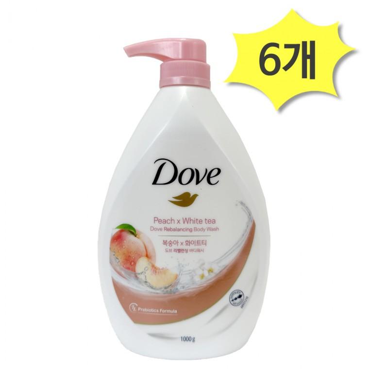 도브 화이트피치 리밸런싱 바디워시 대용량 1000ml x 6개 복숭아향 저자극