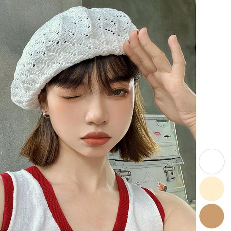 빵모자 베레모 니트 펀칭 디테일 여름모자 여자