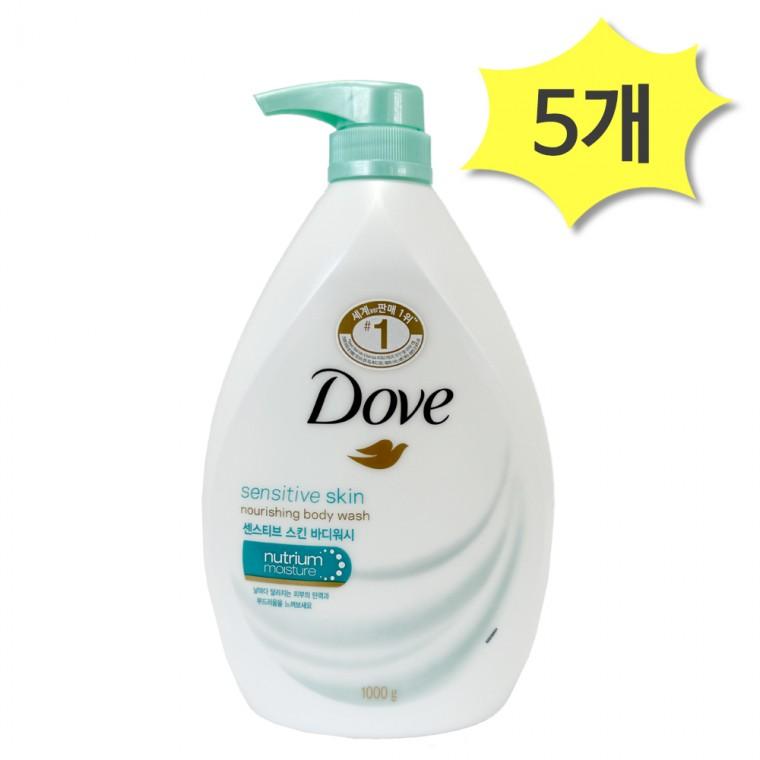 도브 센서티브 스킨 바디워시 대용량 1000ml x 5개 민감성피부 순한보습