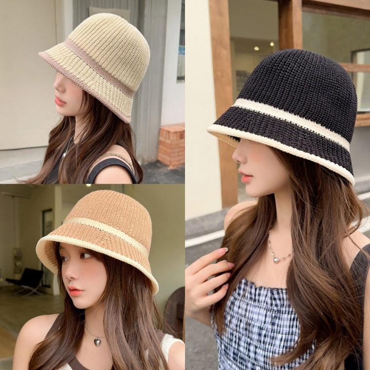 [엠에스]23053 투 라인 벙거지/버킷햇/여름모자/여성모자/왕골모자/밀짚모자