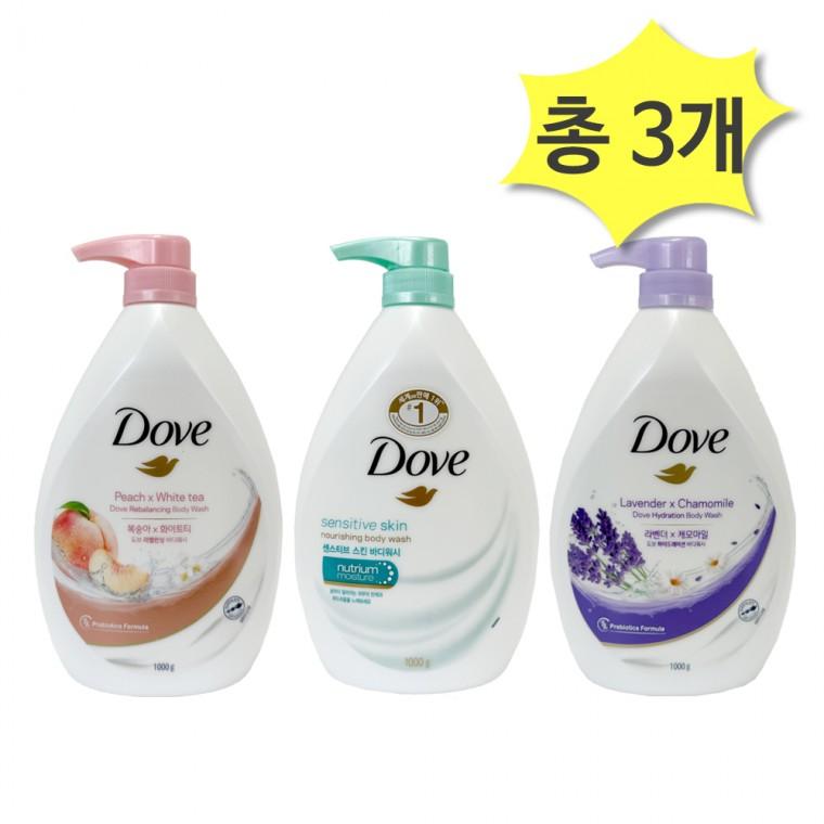 도브 바디워시 3종 피치1000&라벤더1000&센서티브1000ml x각1개(총3개) 저자극 대용량