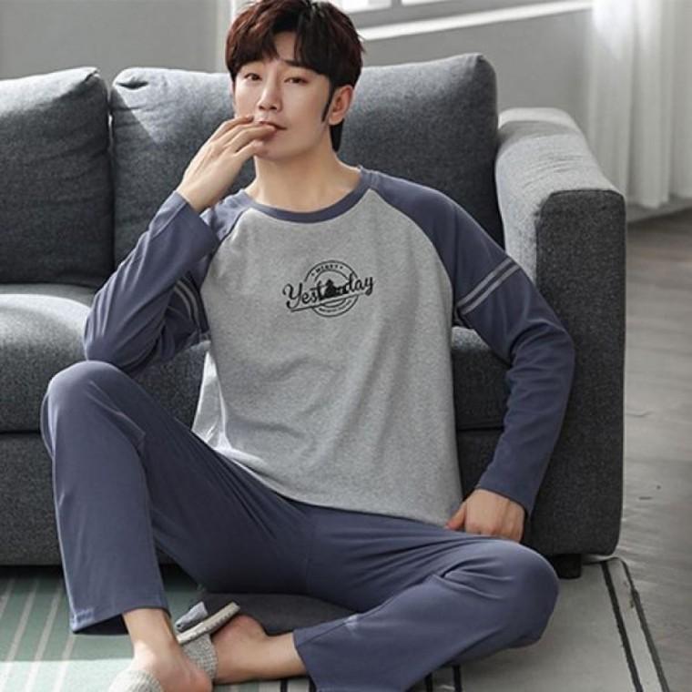 홈 잠옷세트(XL) 면 내복 세트 홈웨어 웨어 잠옷 남자파자마 바지 파자마실 굿데이 남성