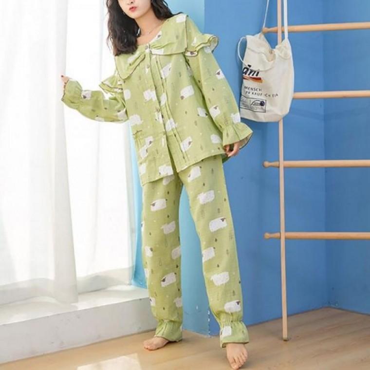 양떼목장 파자마실 내복 봄 코튼 잠옷 파자마세트 L 잠옷세트(그린) 여자 세트 홈 웨어