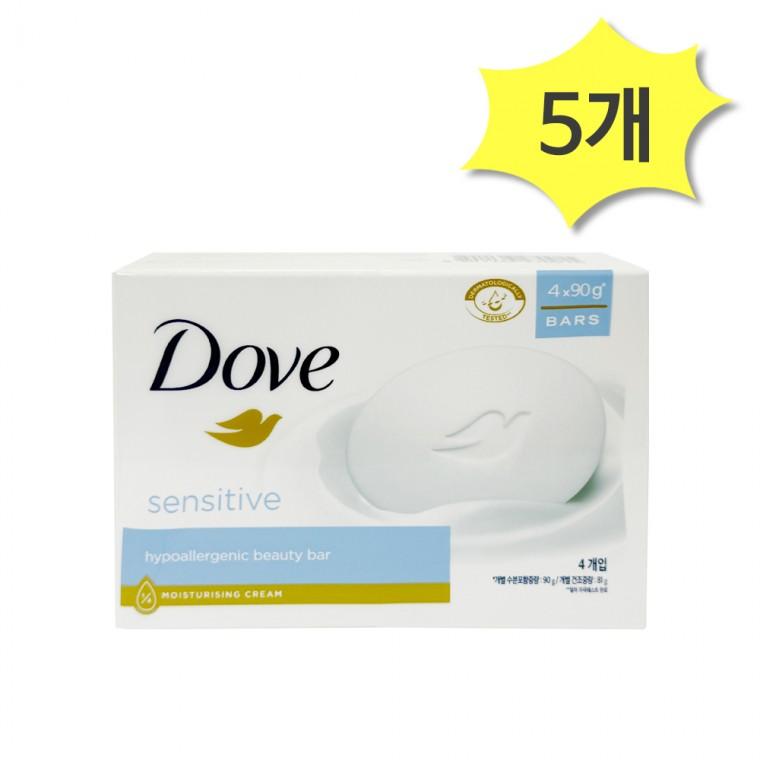 도브 센서티브 뷰티바 비누 90g 4개입 x 5개 민감성피부 향료제로