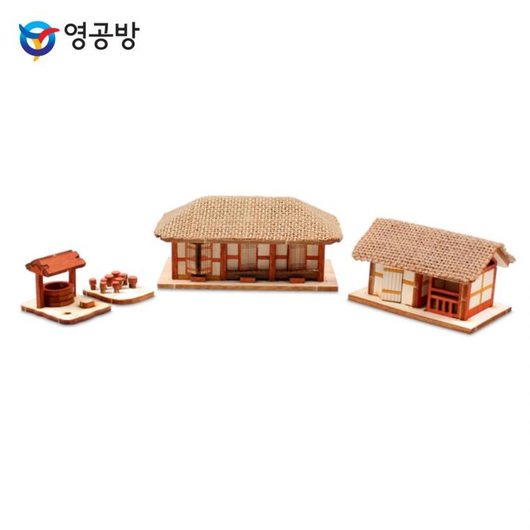 영공방 목재세트 HO 초가네칸세트 (YM602)