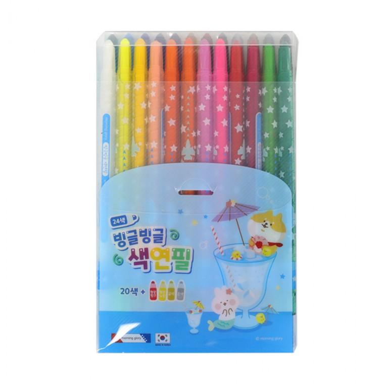 모닝글로리 빙글빙글 색연필 24색 (블루)