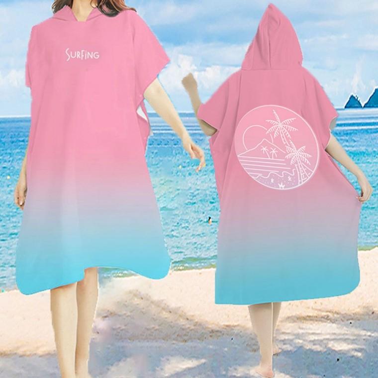 비치 타올 극세사 후드 대형 타월 입는 수건 수영 비취