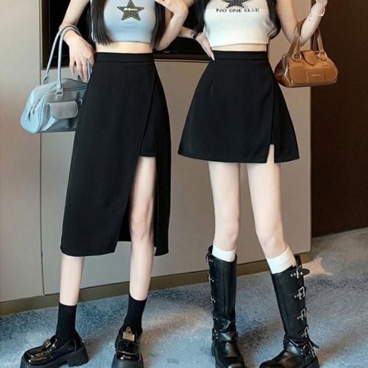 LND (당일출고) 언밸런스 슬림핏 치마 바지 미니 롱 반바지 팬츠 밴딩 캐주얼 스커트