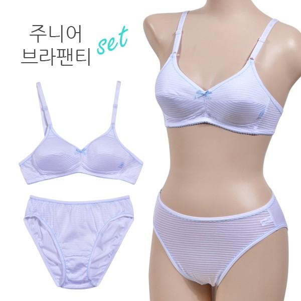 매력 스트라이프 주니어2단계 B컵 브라 팬티 세트0007ow