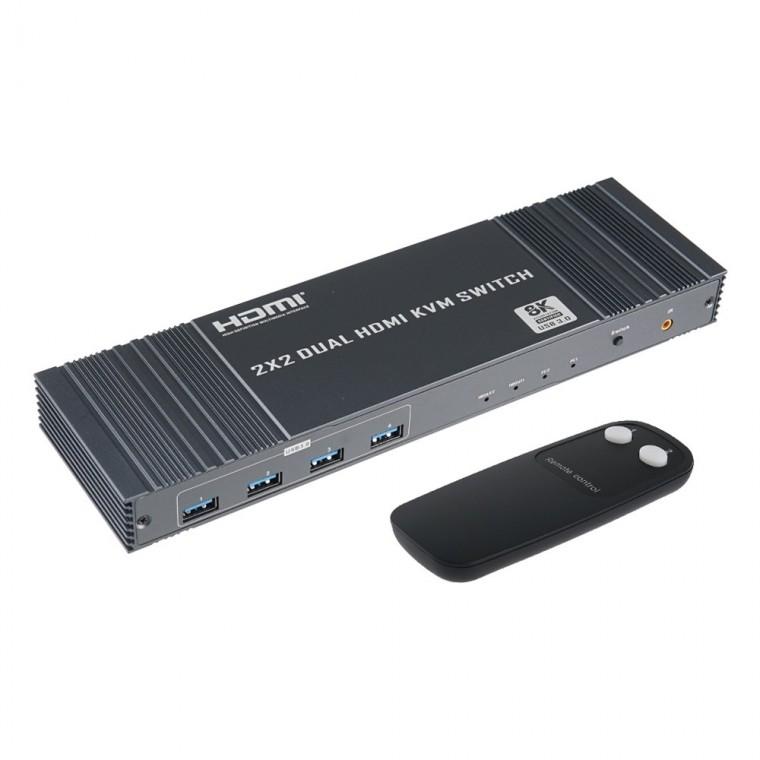 2x2 고해상도 DP HDMI KVM 스위치 분배기 8K 60Hz