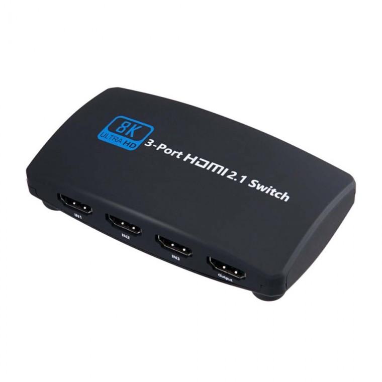 8K HDMI 2.1 USB 스위치 3포트 고해상도 PC 노트북 PS4