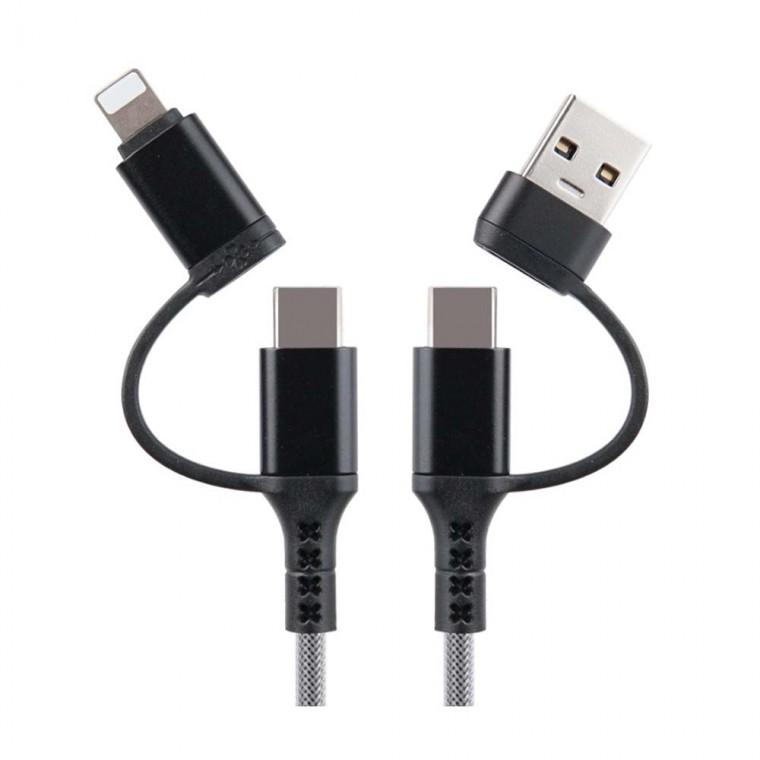 4 IN 1 iOS핀 C타입 USB 멀티 케이블 꼬리물기 1M 60W 스마트폰 고속충전 데이터전송 480Mbps