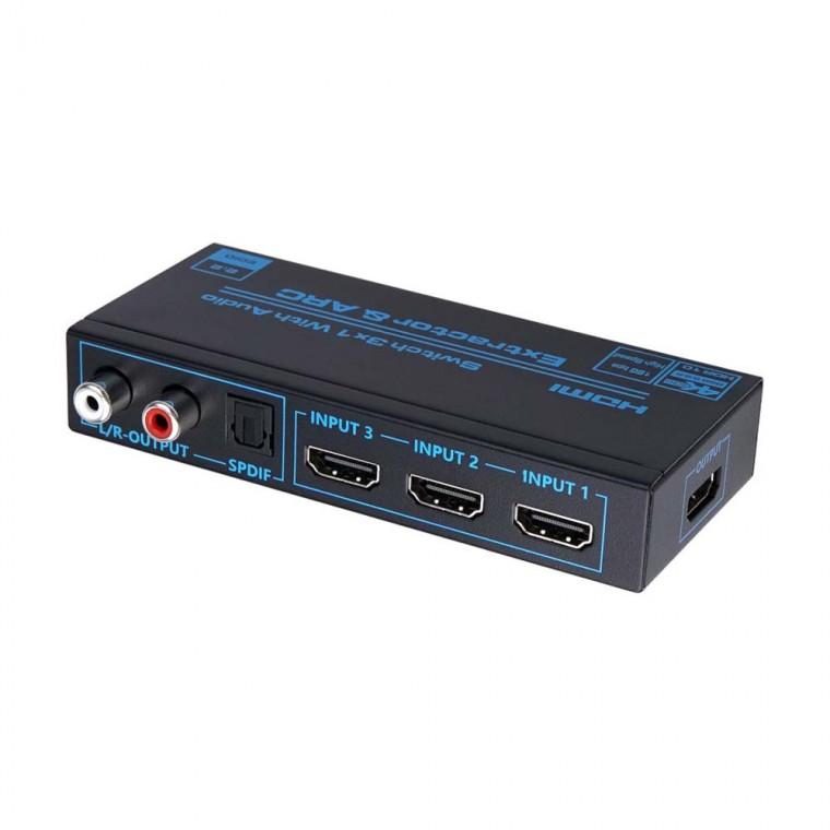 4K 2K HDMI 스위치 선택기 3포트 겸용 오디오 컨버터 노트북 TV 모니터 PS4 프로젝터