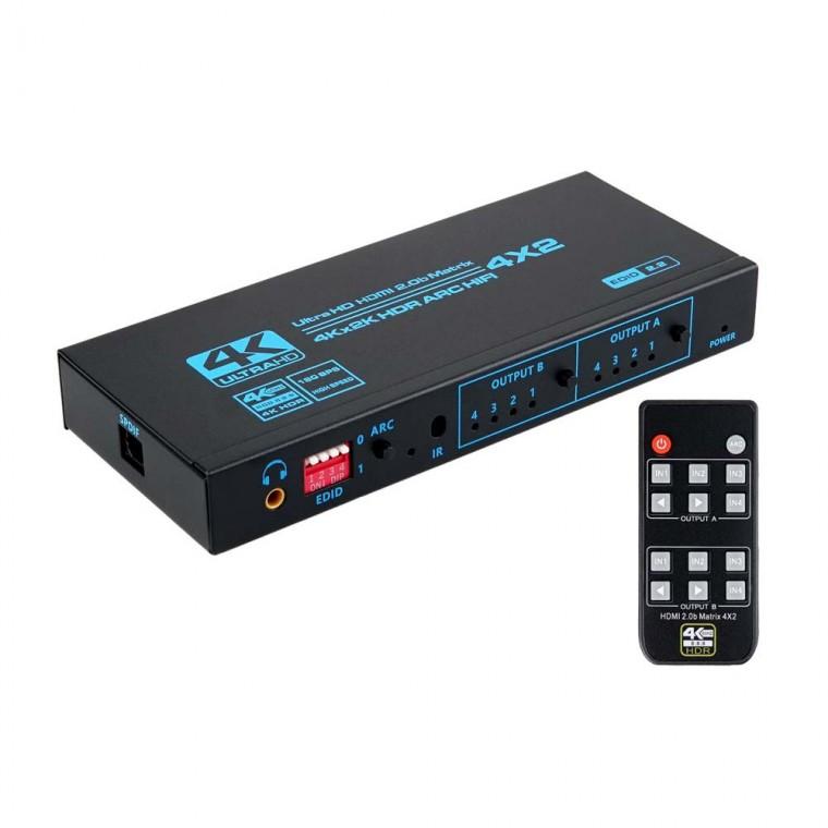 4K HDMI 4x2 매트릭스 스위치 오디오 추출기 고해상도 화면 3D 입체 영상 지원