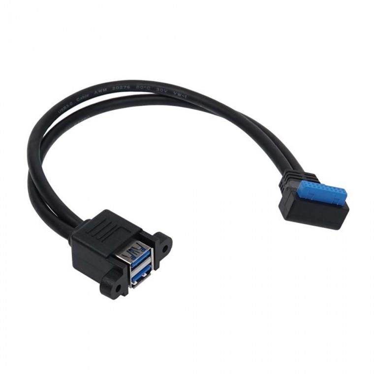 USB 3.0 19핀 20핀 2포트 상하젠더 케이블 메인보드 헤더 연결 30cm