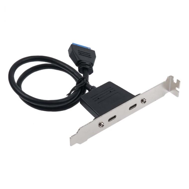 USB C타입 to 19핀 20핀 2포트 좌우젠더 브라켓 커넥터