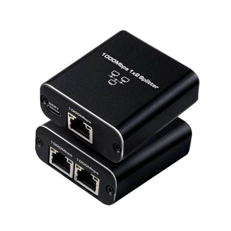 C타입 RJ45 기가비트 네트워크 허브 2대 동시 연결 인터넷 PC 공유기 1000mbps