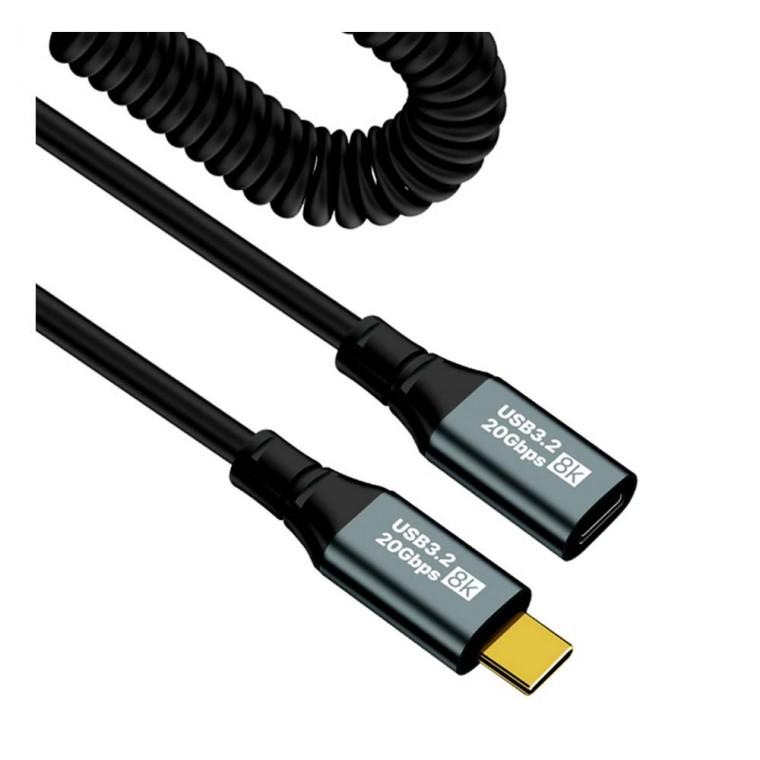 8K USB 3.2 C타입 스프링 케이블 1.8M PD 100W 20Gbps 고해상도 화면미러링 고속충전 데이터전송