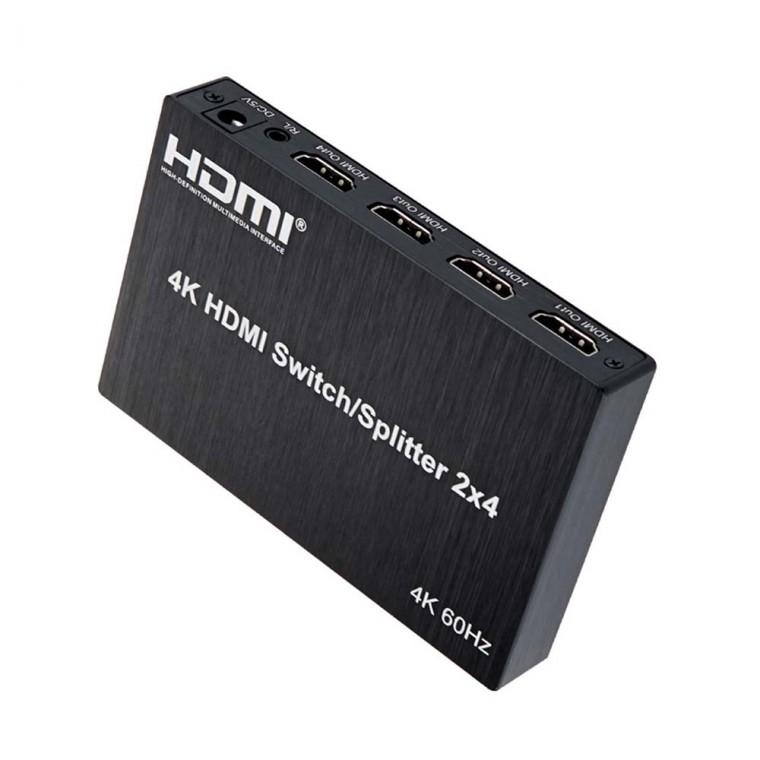4K HDMI 2x4 매트릭스 선택기 TV 게임기 컴퓨터 빔프로젝터 모니터 오디오 출력 지원