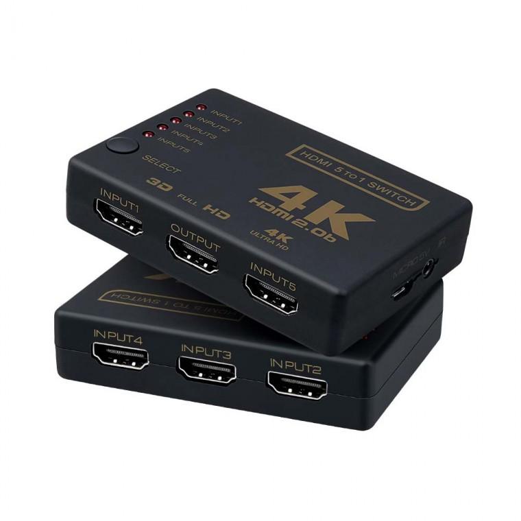 4K HDMI 고해상도 스위치 선택기 5대 화면 자유 전환 PC 노트북 PS4 원버튼 스위치 제어
