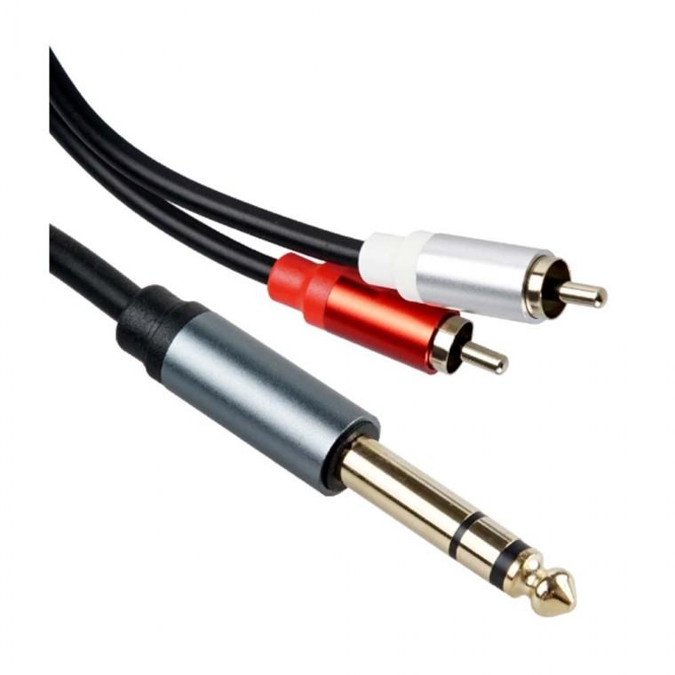 오디오 케이블 단자변환 RCA 2선 to 6.3 스테레오 30cm 앰프 뮤직 음향 장비 호환