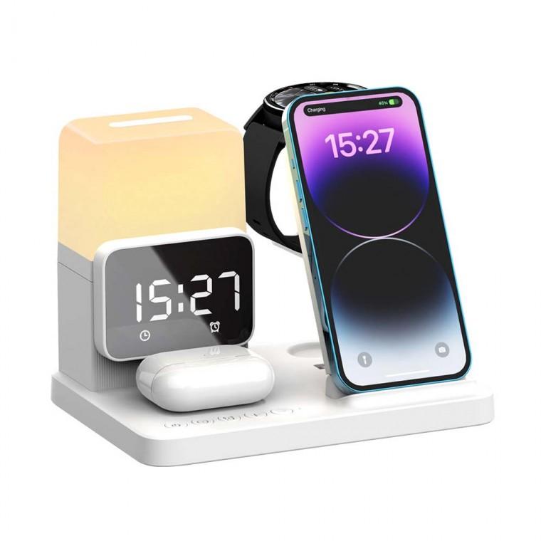 6 IN 1 USB C타입 무드등 시계 18W 고속무선 충전기 스마트폰 무선이어폰 워치