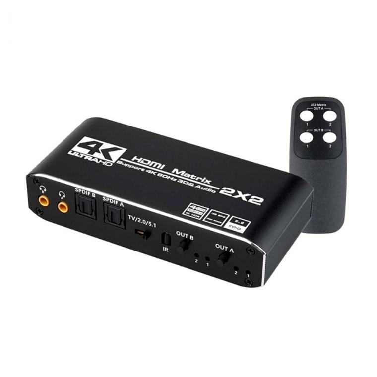 4K HDMI 2x2 매트릭스 스위치 오디오 추출기 고해상도 3D 입체 영상