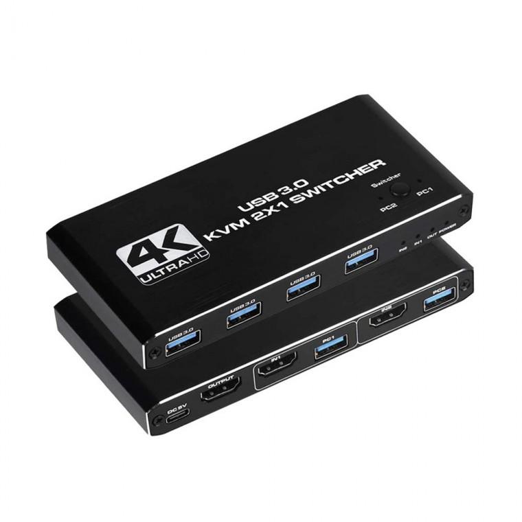4K USB 3.0 HDMI 2.0B 스위치 선택기 4포트 2대 PC 멀티 듀얼스크린 키보드 마우스 모니터
