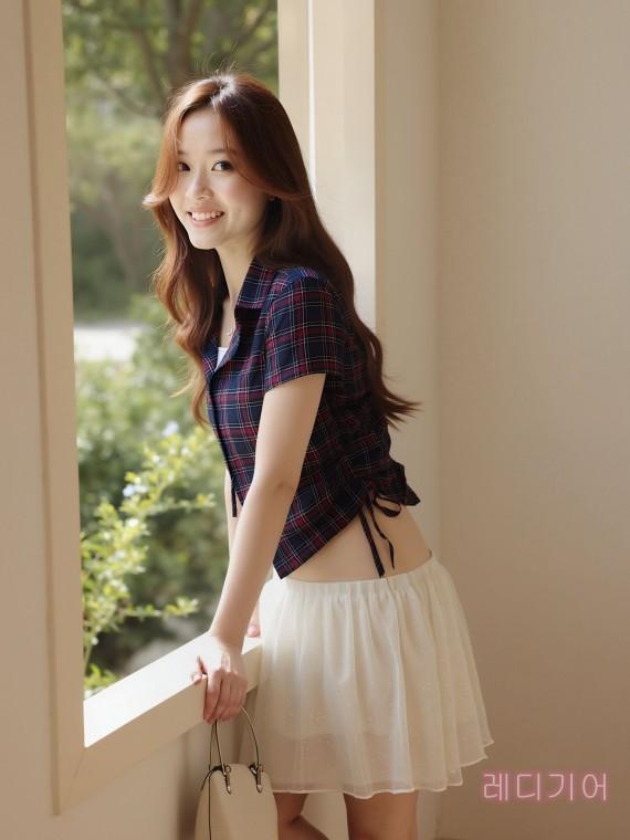 레디기어 반팔체크셔츠 여성체크반팔남방 반팔체크블라우스 여성반팔체크반팔셔츠 린넨셔츠 여성블라우스