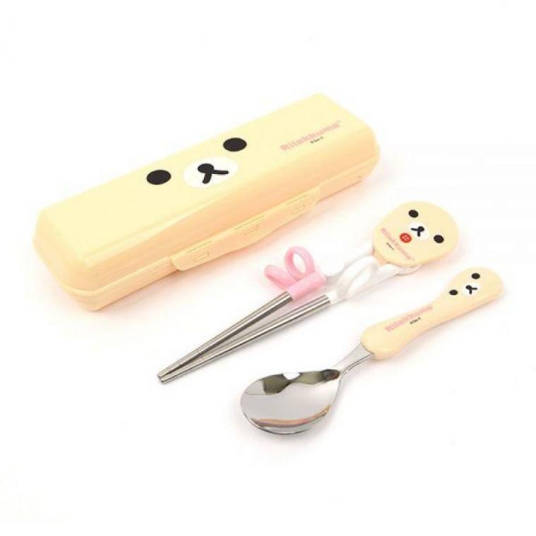 15500 리락쿠마 스푼교정젓가락 케이스세트-핑크 [B2-464407]