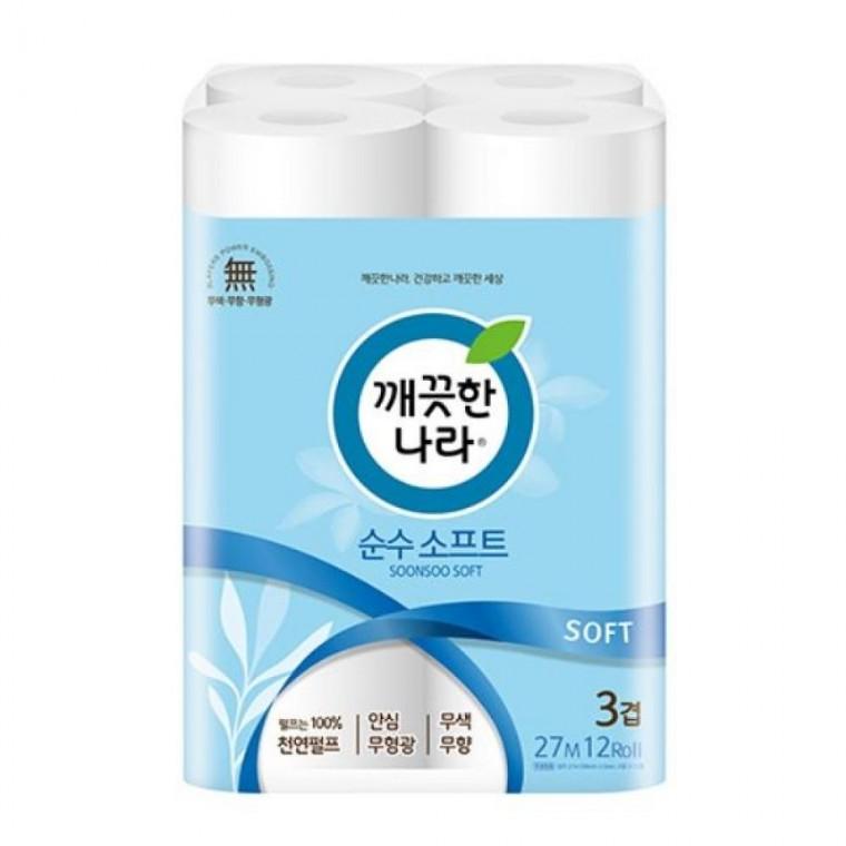 깨끗한나라)순수소프트화장지(27Mx12롤)