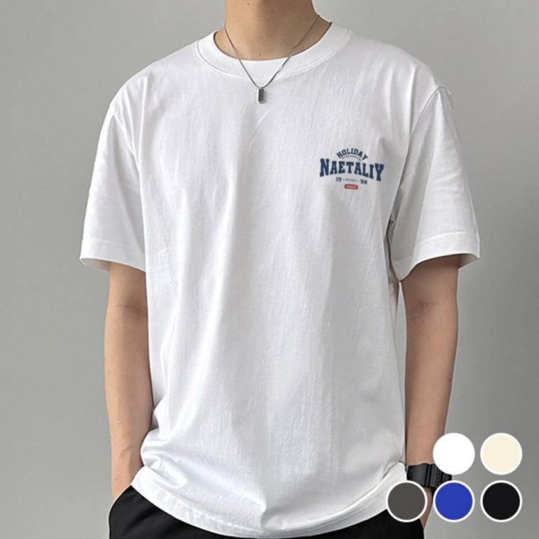 베이직 라운드넥 유니크 영문 레터링 면 캐주얼 학생 흰티 반팔 티셔츠
