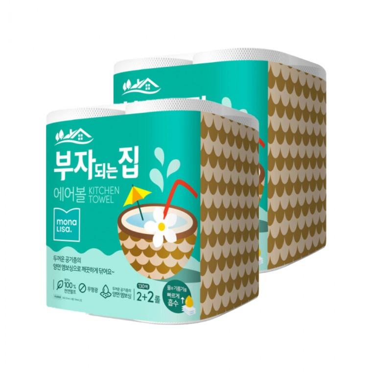 부자되는집 에어볼 키친타올 130매 4롤x2팩