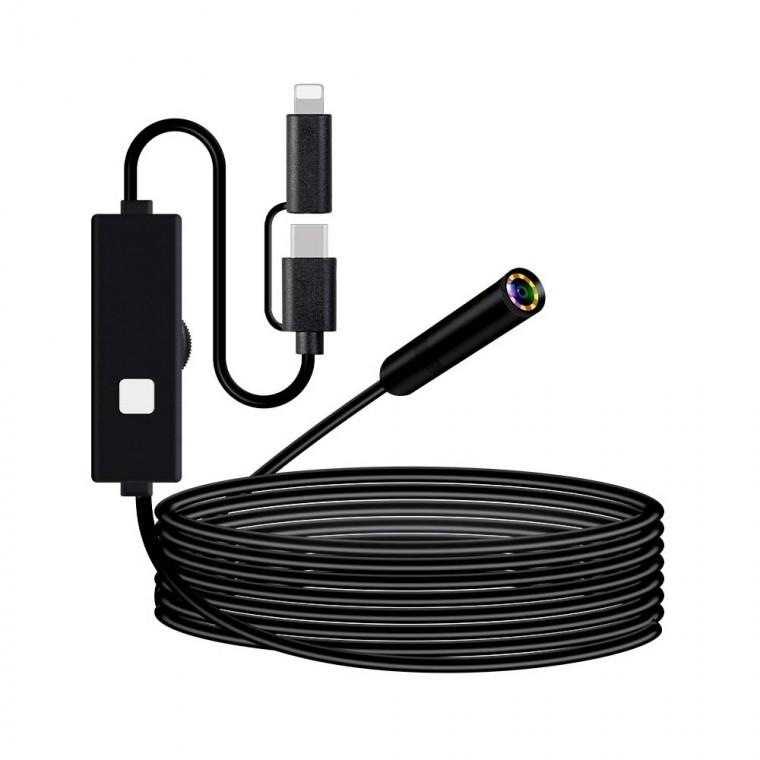 USB C타입 iOS핀 2 IN 1 FHD 스마트폰 내시경 카메라 10M 고화질 방수 기능 배수관 차량 파이프 수리