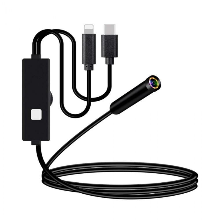 USB C타입 iOS핀 2 IN 1 FHD 스마트폰 내시경 카메라 1M 고화질 방수 기능 배수관 차량 파이프 수리