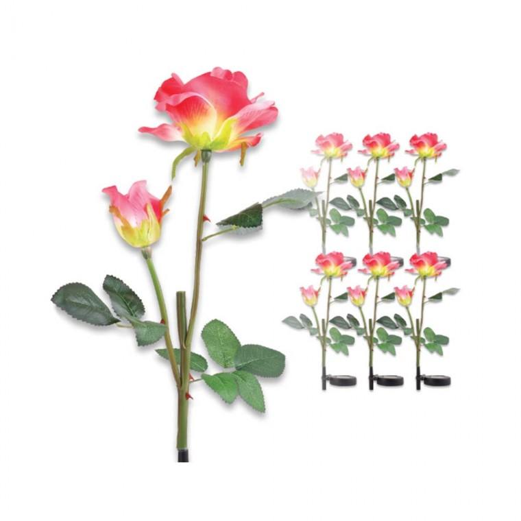 태양광 LED 정원등 핑크 장미형 조명 인테리어 야외조명 무드등 캠핑장 카페 펜션
