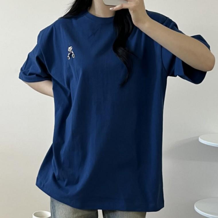 반팔 데일리 오버핏 반필티 티셔츠 국내 베어자수 순면
