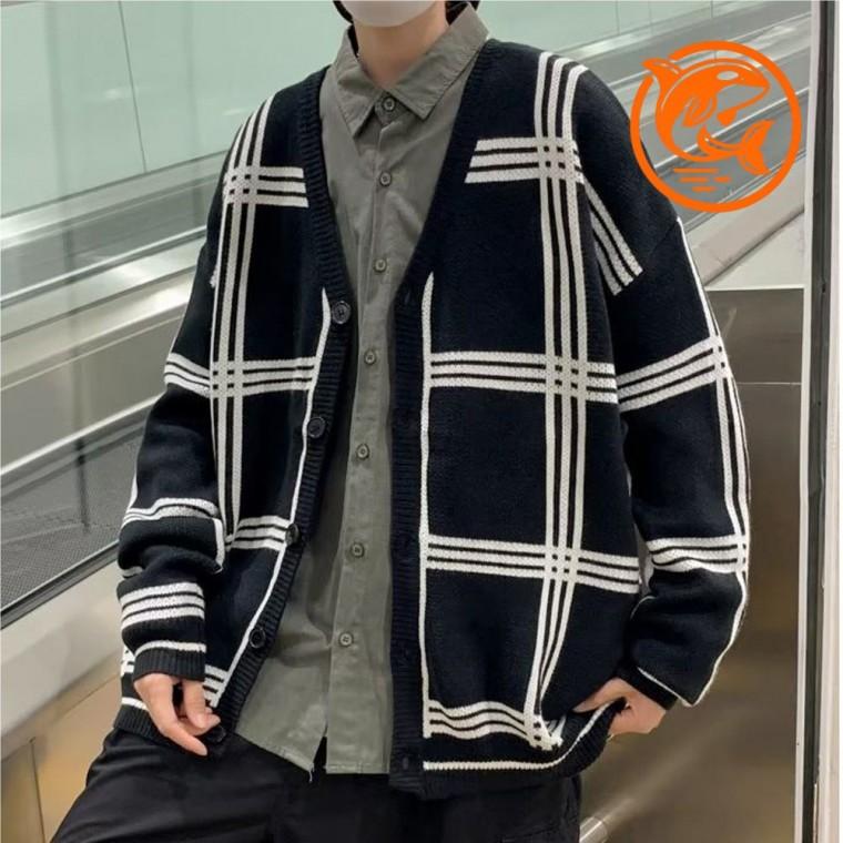남자 캐주얼 체크 카디건 가벼운 간절기 아우터 스타일링