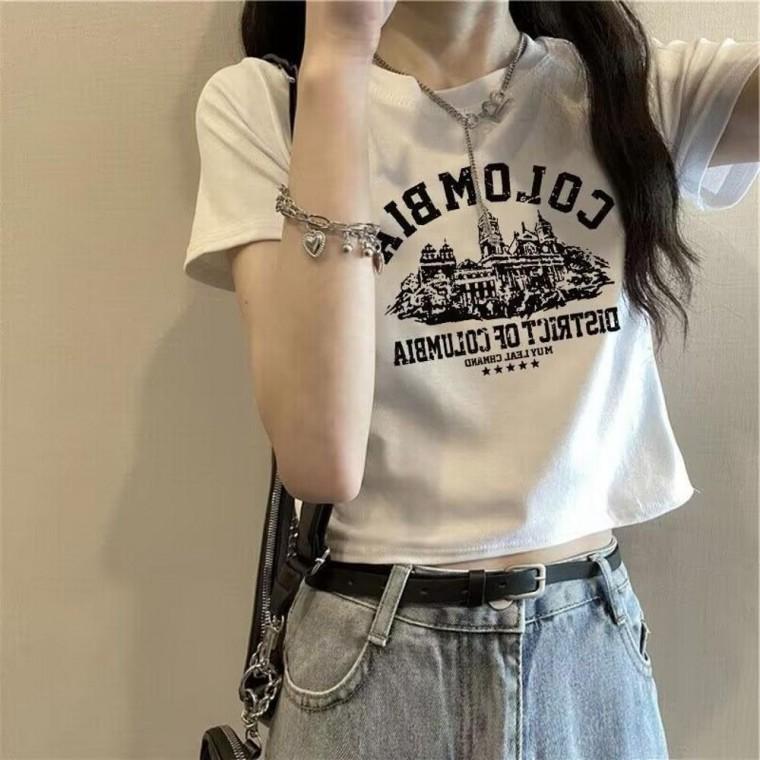 수련회 1+1 CROP 학생 댄스티셔츠 shirt T 반팔 여성
