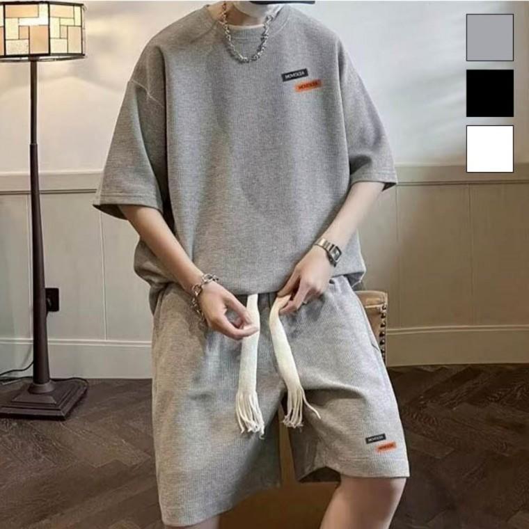 반팔 반바지 심플 남성 세트 코디 와플패턴 멘즈셋업