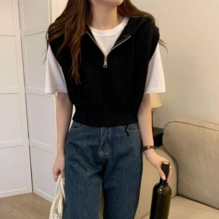 캐주얼 니트 집업 베스트 페미닌룩 데일리룩 데이트룩 캐주얼룩 여성 의류