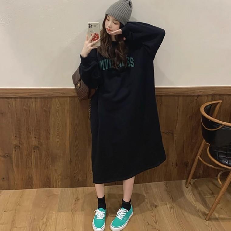 여자 A라인 영캐주얼 유니크 기모 캐주얼 롱원피스