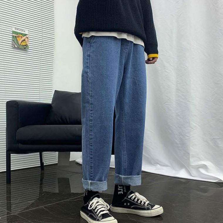 청바지 중청팬츠 캐주얼 데님팬츠 남성바지 캐주얼바지 남자 밴딩 데님