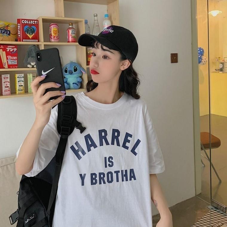 프린팅 컬러반팔티 프린팅티 여성 캐주얼 캐주얼반팔티 박스티 오버핏