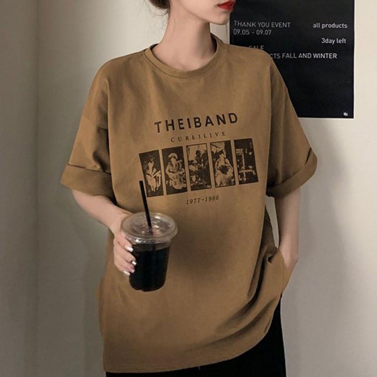 캐주얼 라운드반팔티 여성 캐주얼반팔티 여성반팔티 프린팅 반팔티 데일리룩
