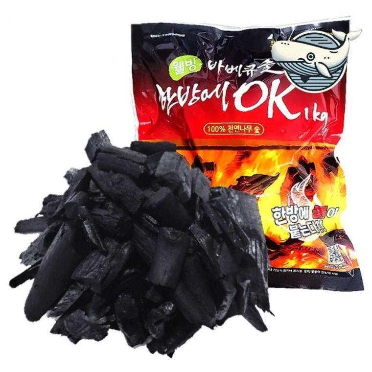 나무숯 숯 캠핑용 1kg 흑탄 숯 바베큐 고급
