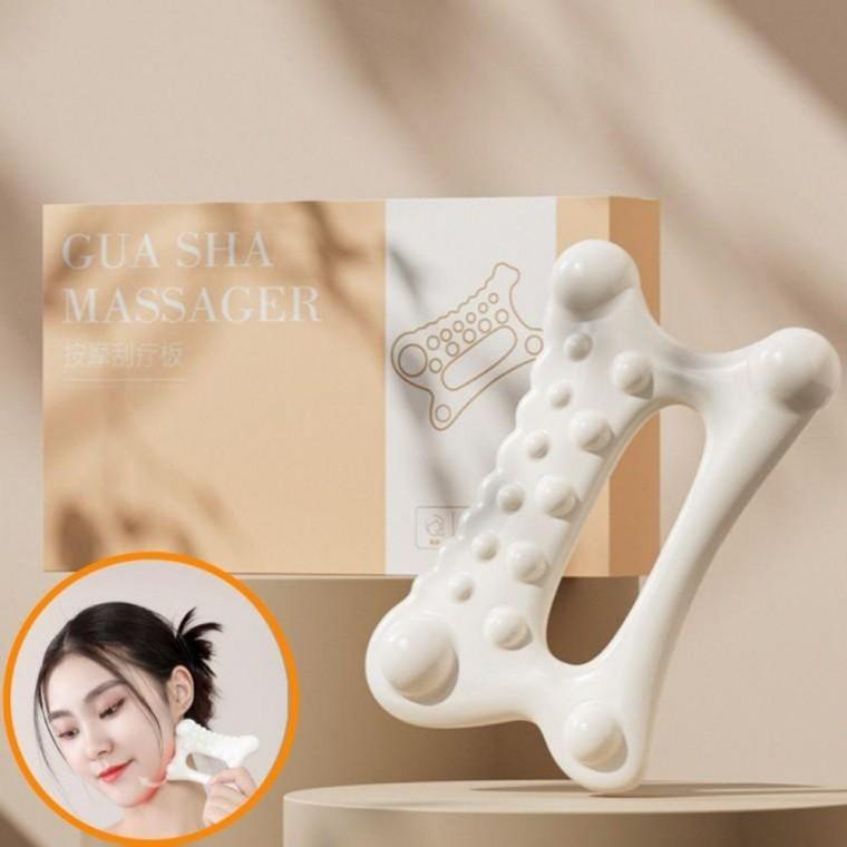T0419 얼굴 괄사 바디 순환 마사지 사각 화이트 뷰티