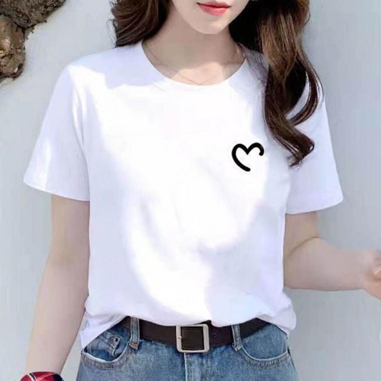캐주얼 여자프린팅 라운드 반팔티 여자티셔츠 여자 라운드넥 기본티 캐주얼룩